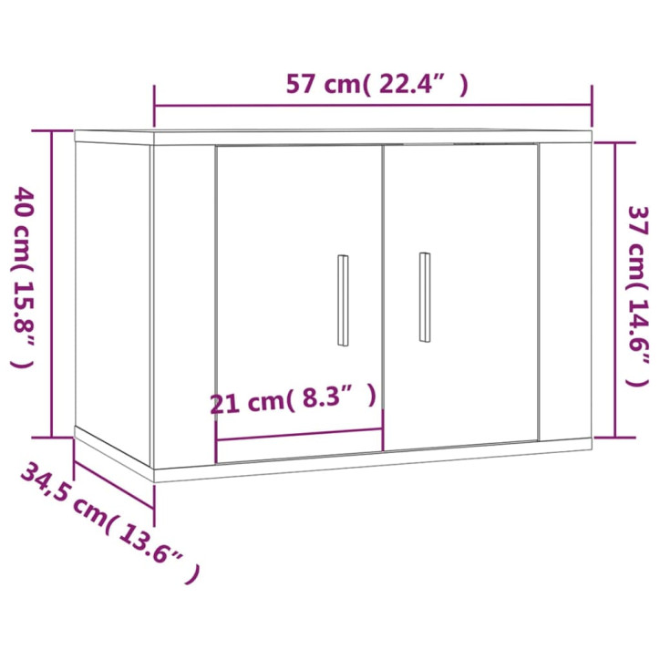 Sieninės televizoriaus spintelės, 2vnt., baltos, 57x34,5x40cm