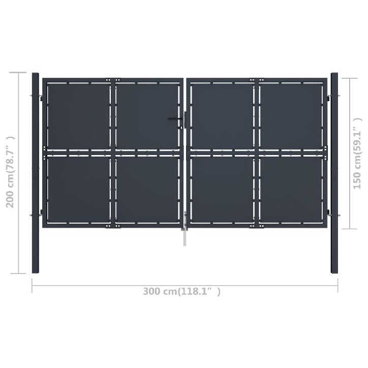 Sodo vartai, antracito spalvos, 300x150cm, plienas