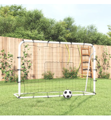 Futbolo vartai su tinklu, balti/juodi, 184x61x123cm, plienas/PE