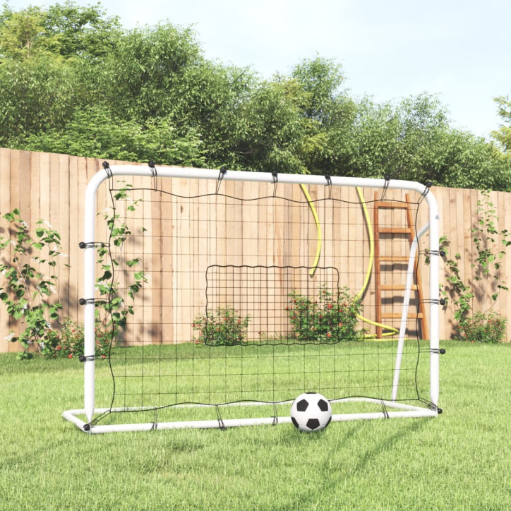 Futbolo vartai su tinklu, balti/juodi, 184x61x123cm, plienas/PE