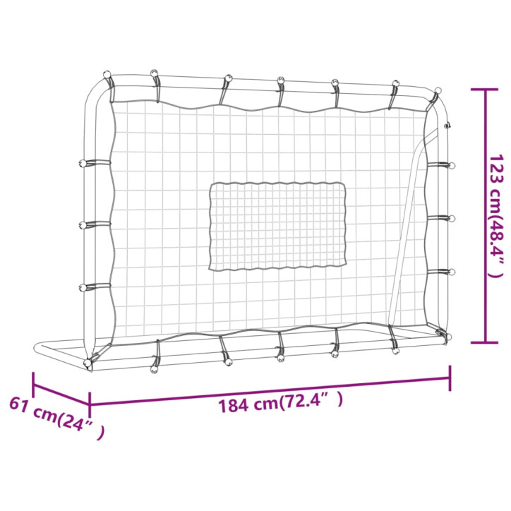 Futbolo vartai su tinklu, balti/juodi, 184x61x123cm, plienas/PE