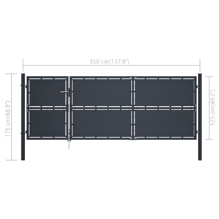 Sodo vartai, antracito spalvos, 350x125cm, plienas