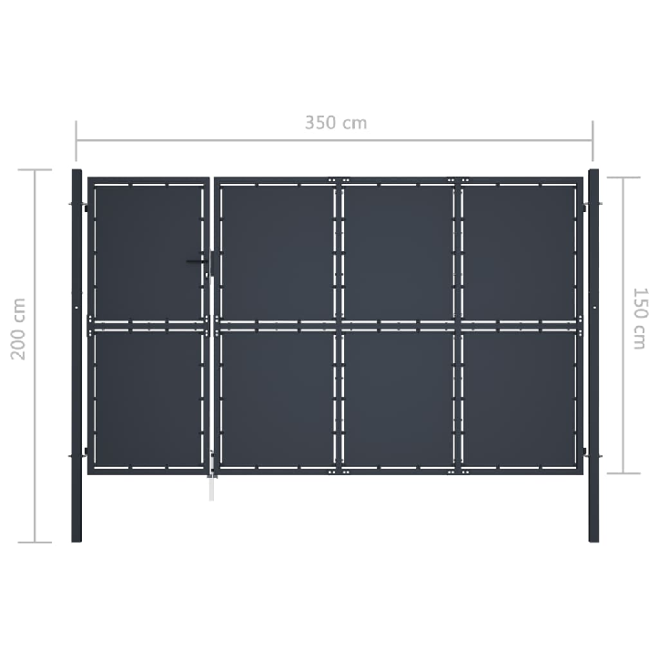 Sodo vartai, antracito spalvos, 350x150cm, plienas