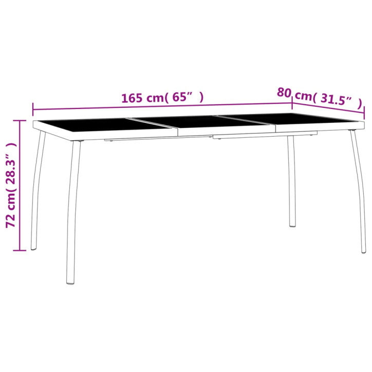 Sodo stalas, antracito, 165x80x72cm, plienas, tinklelis