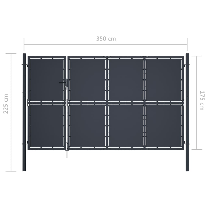 Sodo vartai, antracito spalvos, 350x175cm, plienas