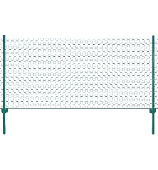 Tinklinė tvora iš vielos su stulpais, žalios sp., 25x0,75 m