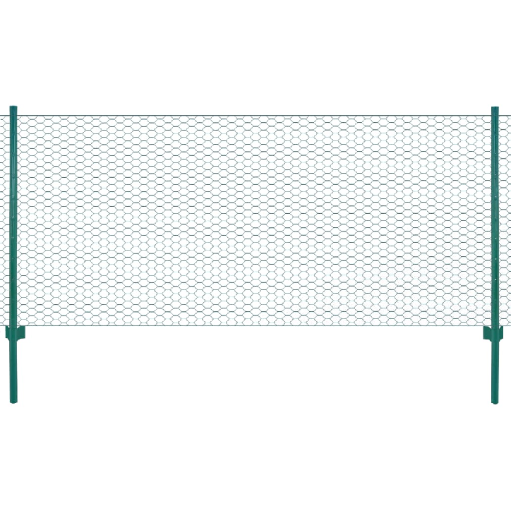 Tinklinė tvora iš vielos su stulpais, žalios sp., 25x0,75 m