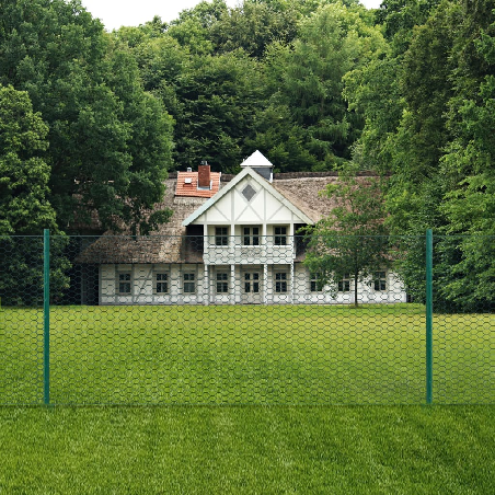 Tinklinė tvora iš vielos su stulpais, žalios sp., 25x1 m