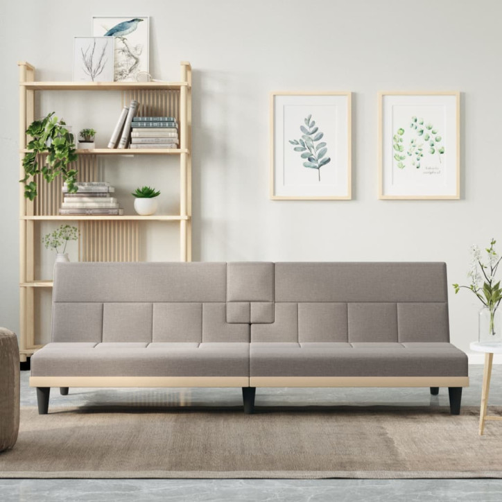 Sofa-lova su puodelių laikikliais, taupe spalvos, audinys