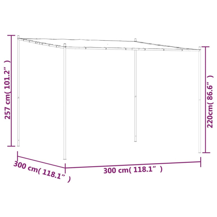 Pavėsinė, antracito spalvos, 3x3m, audinys ir plienas, 180g/m²