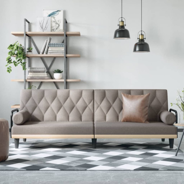 Sofa-lova su porankiais, taupe spalvos, audinys