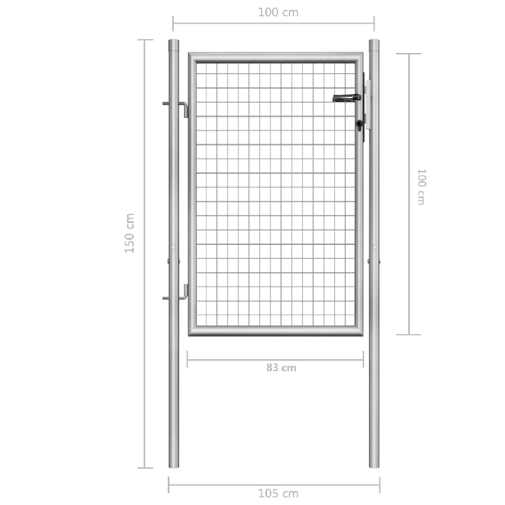 Sodo vartai, sidabrinės sp., 105x150cm, galvanizuotas plienas