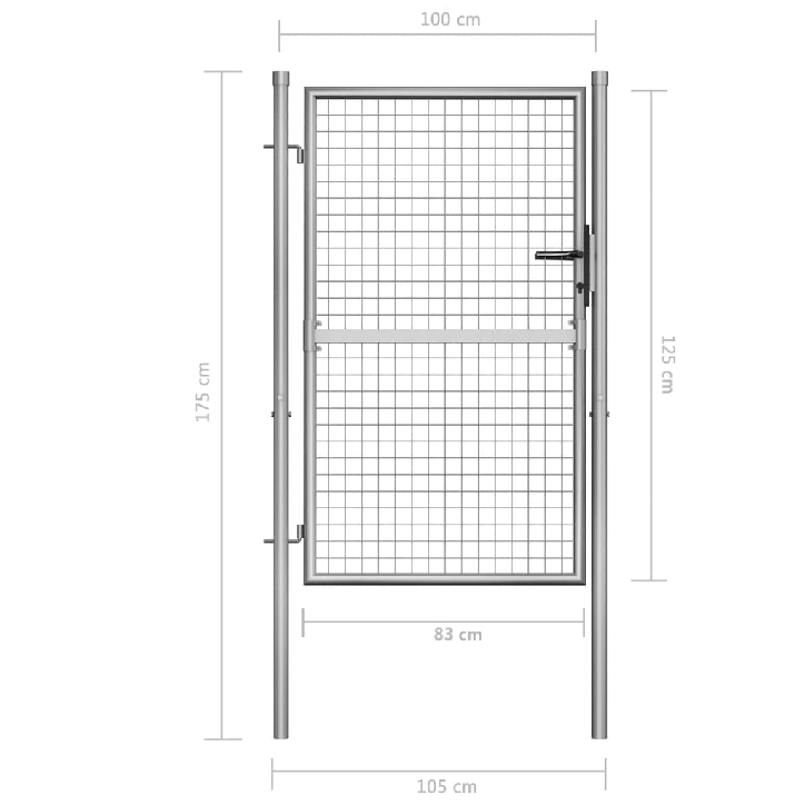 Sodo vartai, sidabrinės sp., 105x175cm, galvanizuotas plienas