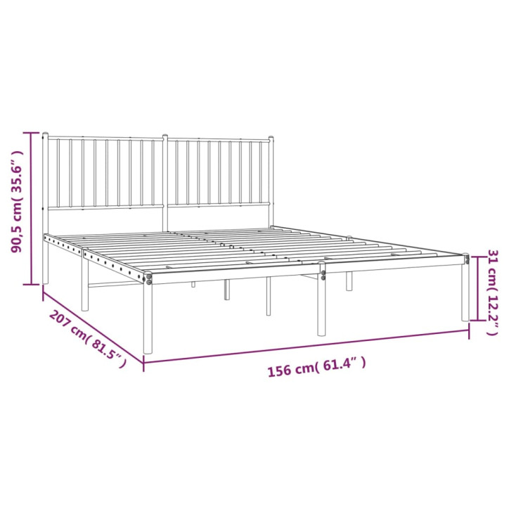 Metalinis lovos rėmas su galvūgaliu, juodos spalvos, 150x200cm