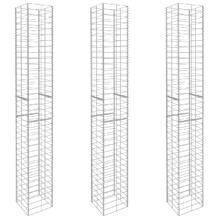 Gabionų krepšiai, 3 vnt., 25x25x197cm, galvanizuotas plienas