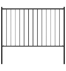 Tvoros plokštė su stulpais, juodos spalvos, 1,7x0,75m, plienas