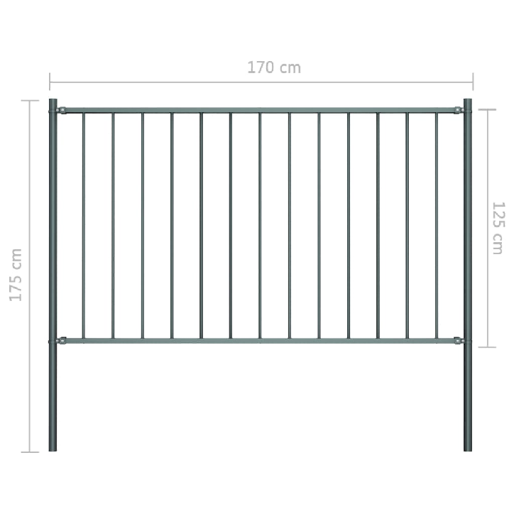 Tvoros plokštė su stulpais, antracito, 1,7x1,25m, plienas