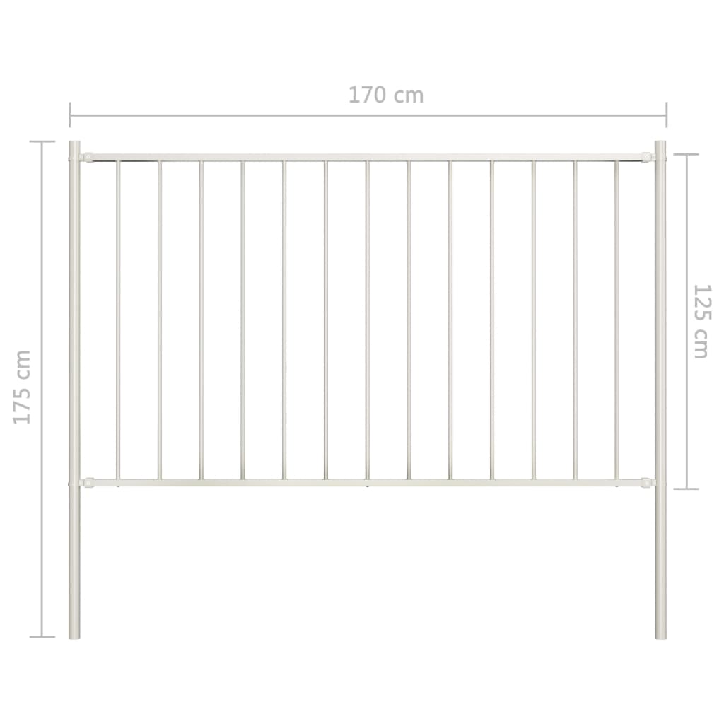 Tvoros plokštė su stulpais, baltos spalvos, 1,7x1,25m, plienas