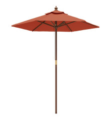 Sodo skėtis su mediniu stulpu, terakota spalvos, 196x231cm