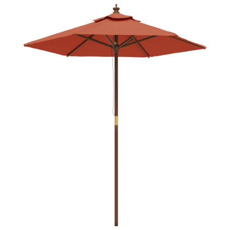 Sodo skėtis su mediniu stulpu, terakota spalvos, 196x231cm