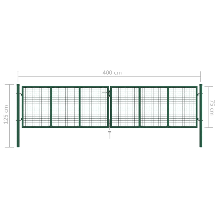 Tinkliniai sodo vartai, žalios spalvos, 400x75cm, plienas