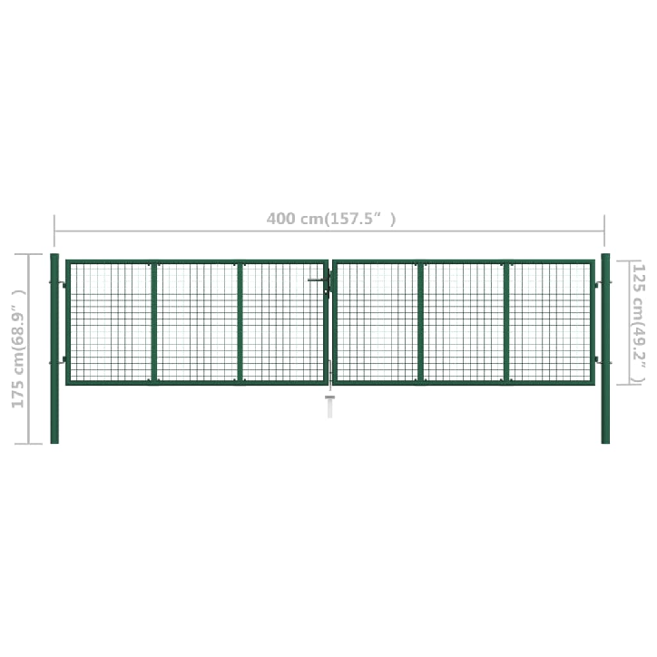 Tinkliniai sodo vartai, žalios spalvos, 400x125cm, plienas