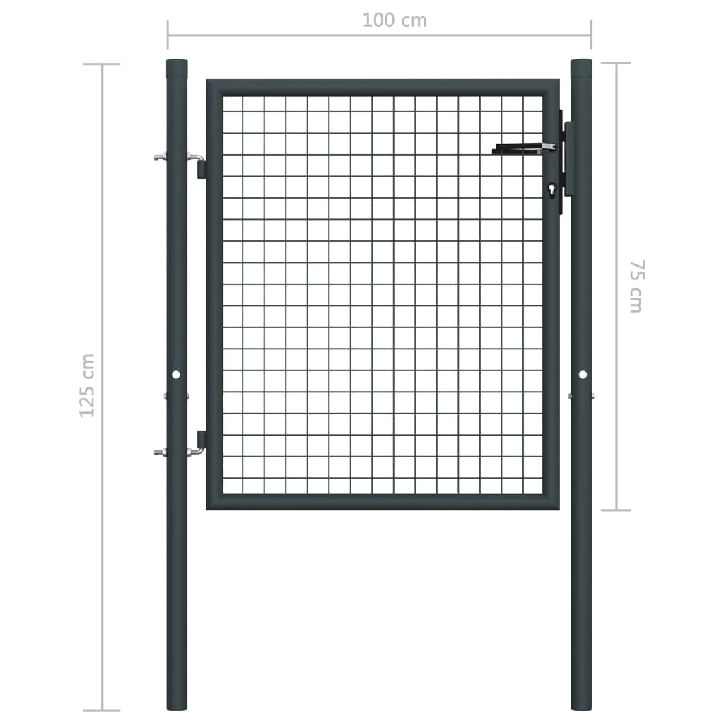 Tinkliniai sodo vartai, pilki, 100x125cm, galvanizuotas plienas