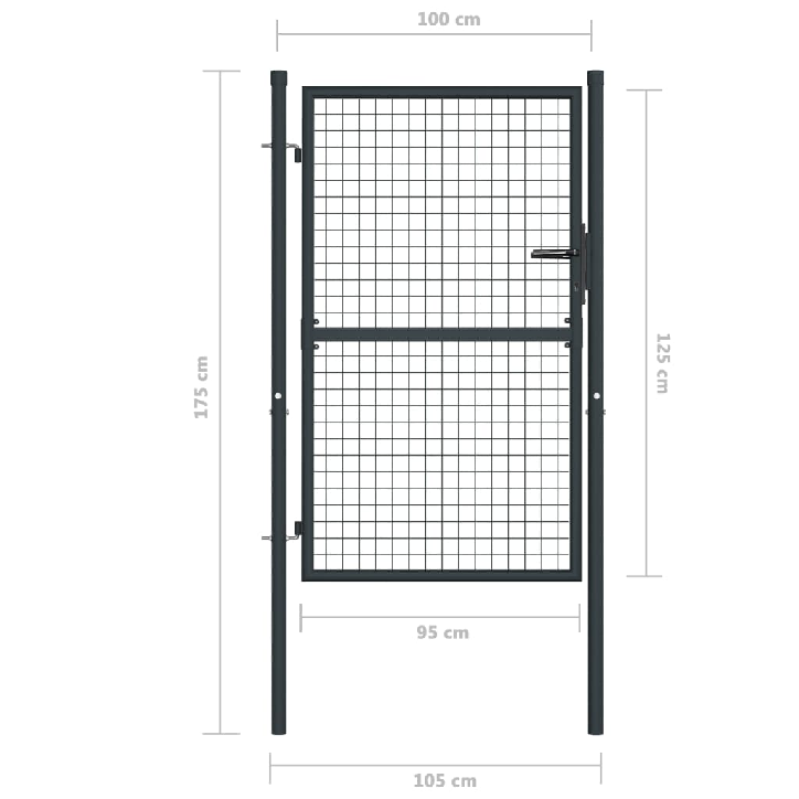 Tinkliniai sodo vartai, pilki, 100x175cm, galvanizuotas plienas