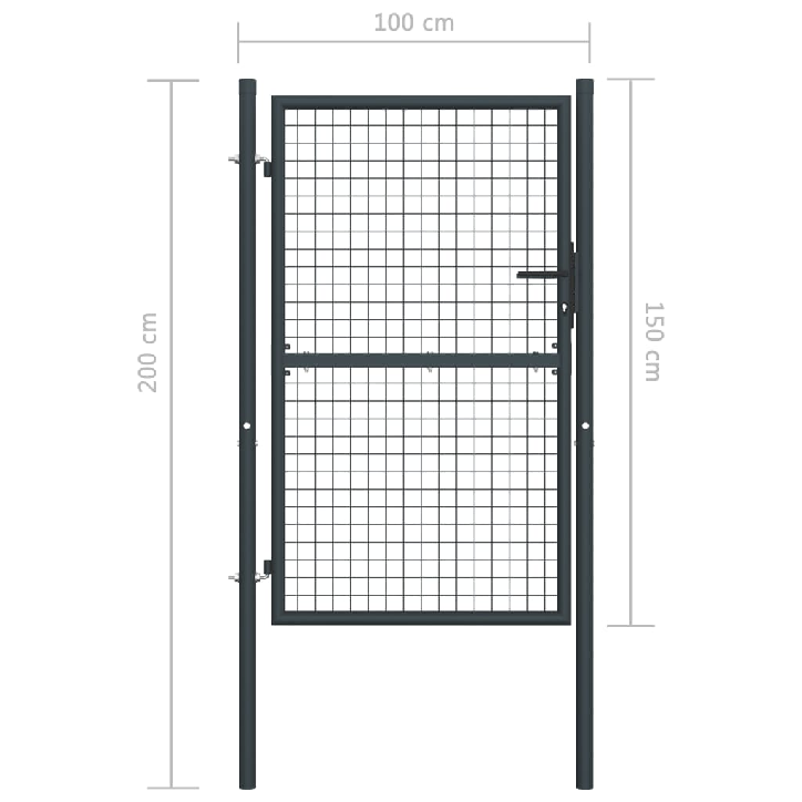 Tinkliniai sodo vartai, pilki, 100x200cm, galvanizuotas plienas