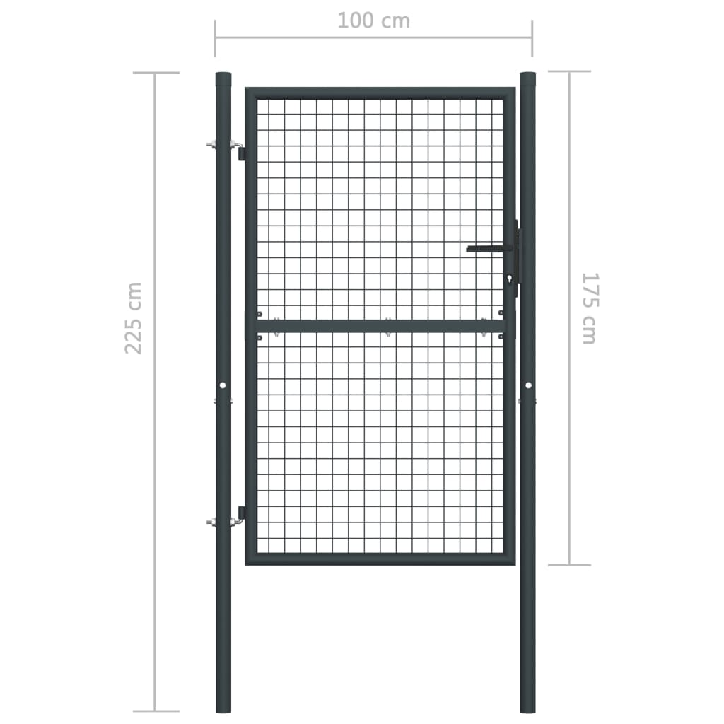 Tinkliniai sodo vartai, pilki, 100x225cm, galvanizuotas plienas