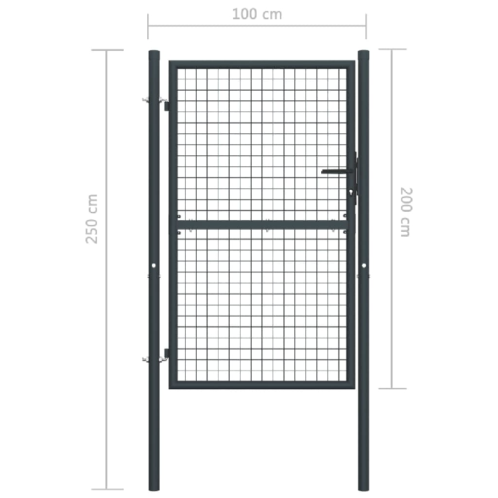 Tinkliniai sodo vartai, pilki, 100x250cm, galvanizuotas plienas