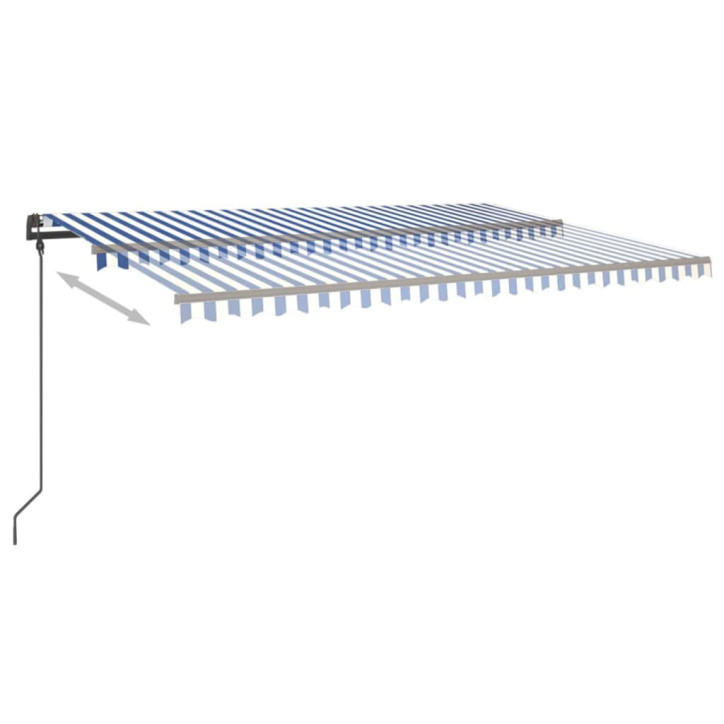 Automatinė markizė su LED/vėjo jutikliu, mėlyna/balta, 6x3m