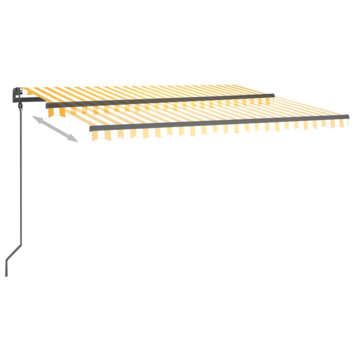 Automatinė markizė su LED/vėjo jutikliu, geltona/balta, 4x3m