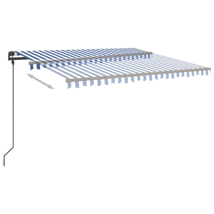 Automatinė markizė su LED/vėjo jutikliu, mėlyna/balta, 4,5x3,5m