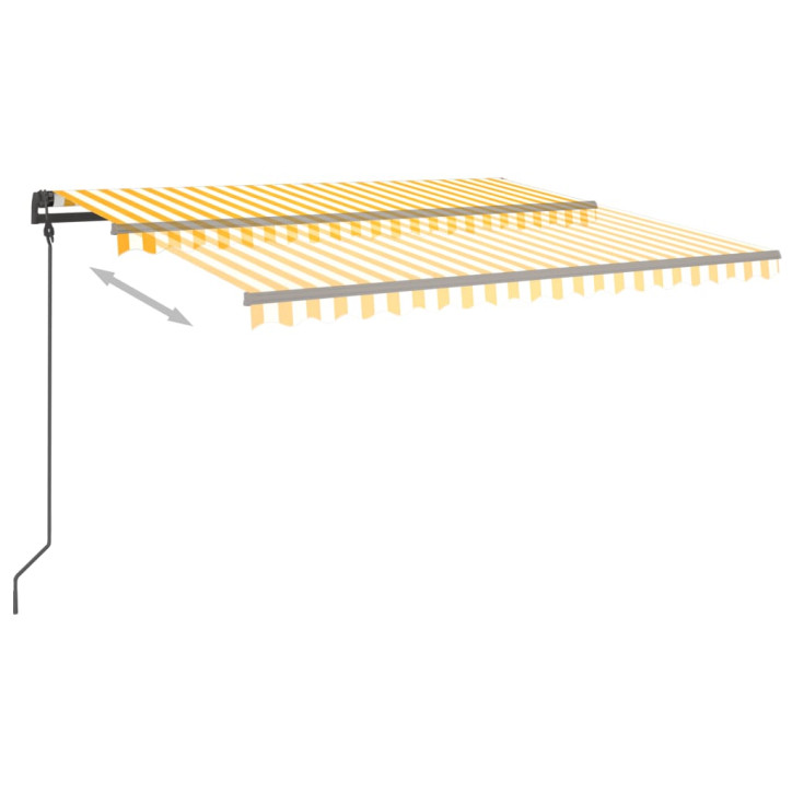 Automatinė markizė su LED/vėjo jutikliu, geltona/balta, 4,5x3,5m