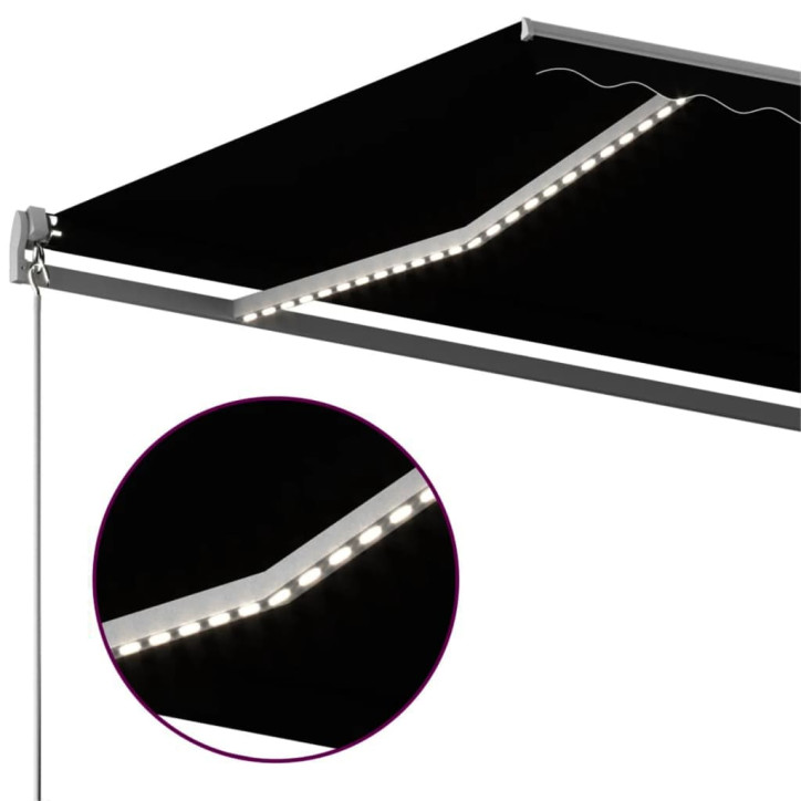 Automatinė markizė su LED/vėjo jutikliu, antracito, 450x350cm