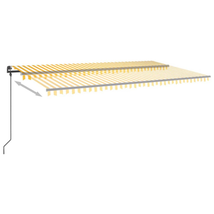 Automatinė markizė su LED/vėjo jutikliu, geltona/balta, 6x3,5m