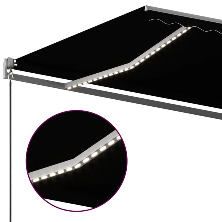 Automatinė markizė su LED/vėjo jutikliu, antracito, 6x3,5m