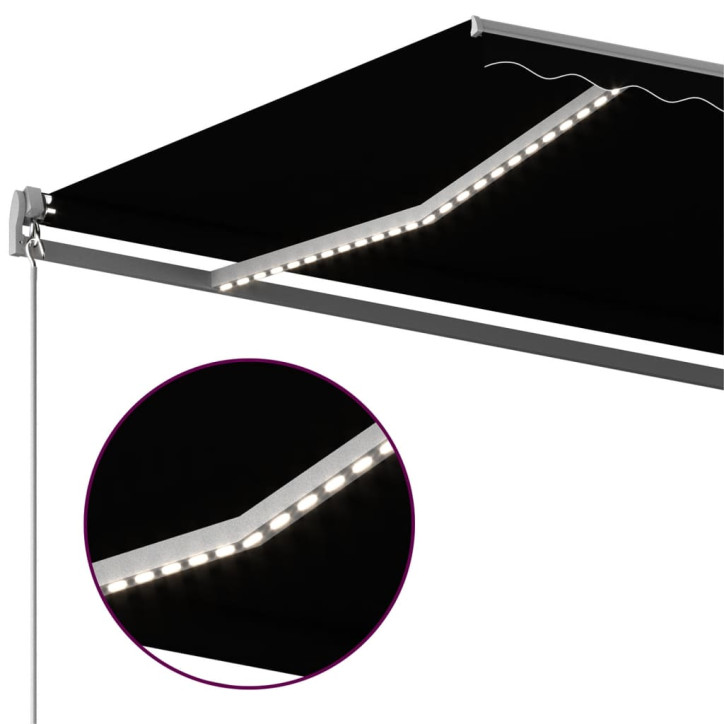 Automatinė markizė su LED/vėjo jutikliu, antracito, 600x350cm