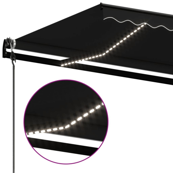 Automatinė markizė su LED/vėjo jutikliu, antracito, 600x350cm