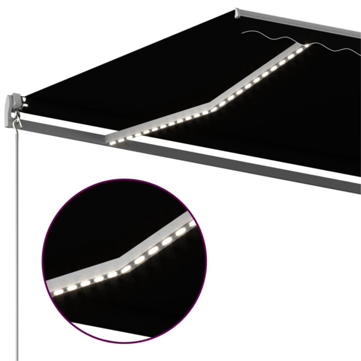 Automatinė markizė su LED/vėjo jutikliu, antracito, 450x300cm