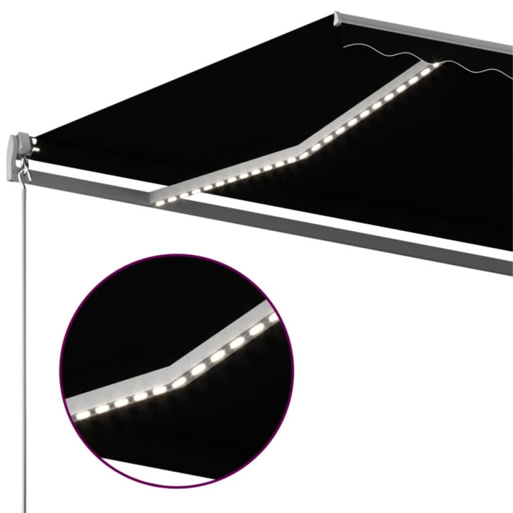 Automatinė markizė su LED/vėjo jutikliu, antracito, 600x300cm