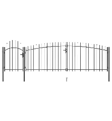 Sodo vartai su iečių viršugaliais, juodos spalvos, 5x1,75m
