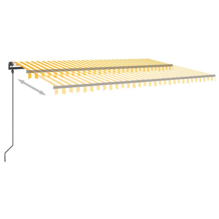 Automatinė markizė su LED/vėjo jutikliu, geltona/balta, 5x3m