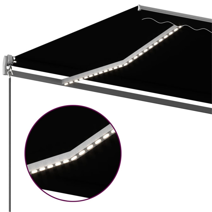 Automatinė markizė su LED/vėjo jutikliu, antracito, 500x350cm