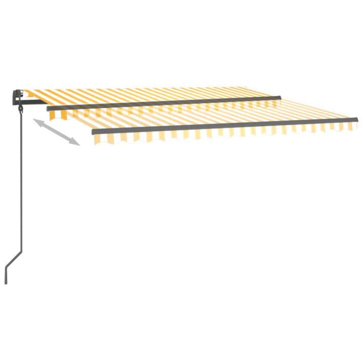 Automatinė markizė su LED/vėjo jutikliu, geltona/balta, 4x3,5m