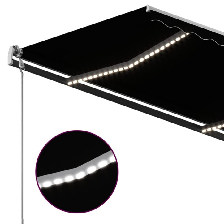 Automatinė markizė su LED/vėjo jutikliu, antracito, 4x3,5m