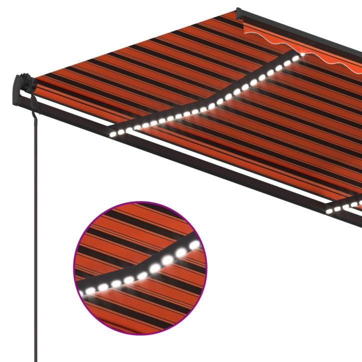 Automatinė markizė su LED/vėjo jutikliu, oranžinė/ruda, 4x3,5m