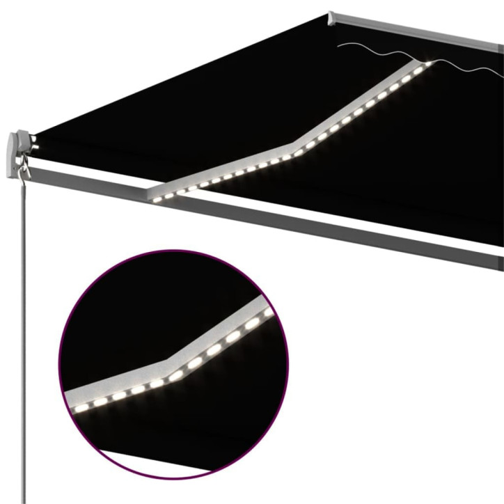 Automatinė markizė su LED/vėjo jutikliu, antracito, 400x350cm