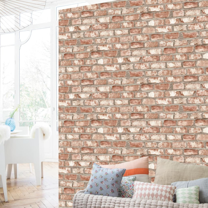 DUTCH WALLCOVERINGS Tapetai, raudonos spalvos, plytų dizaino, EW3102